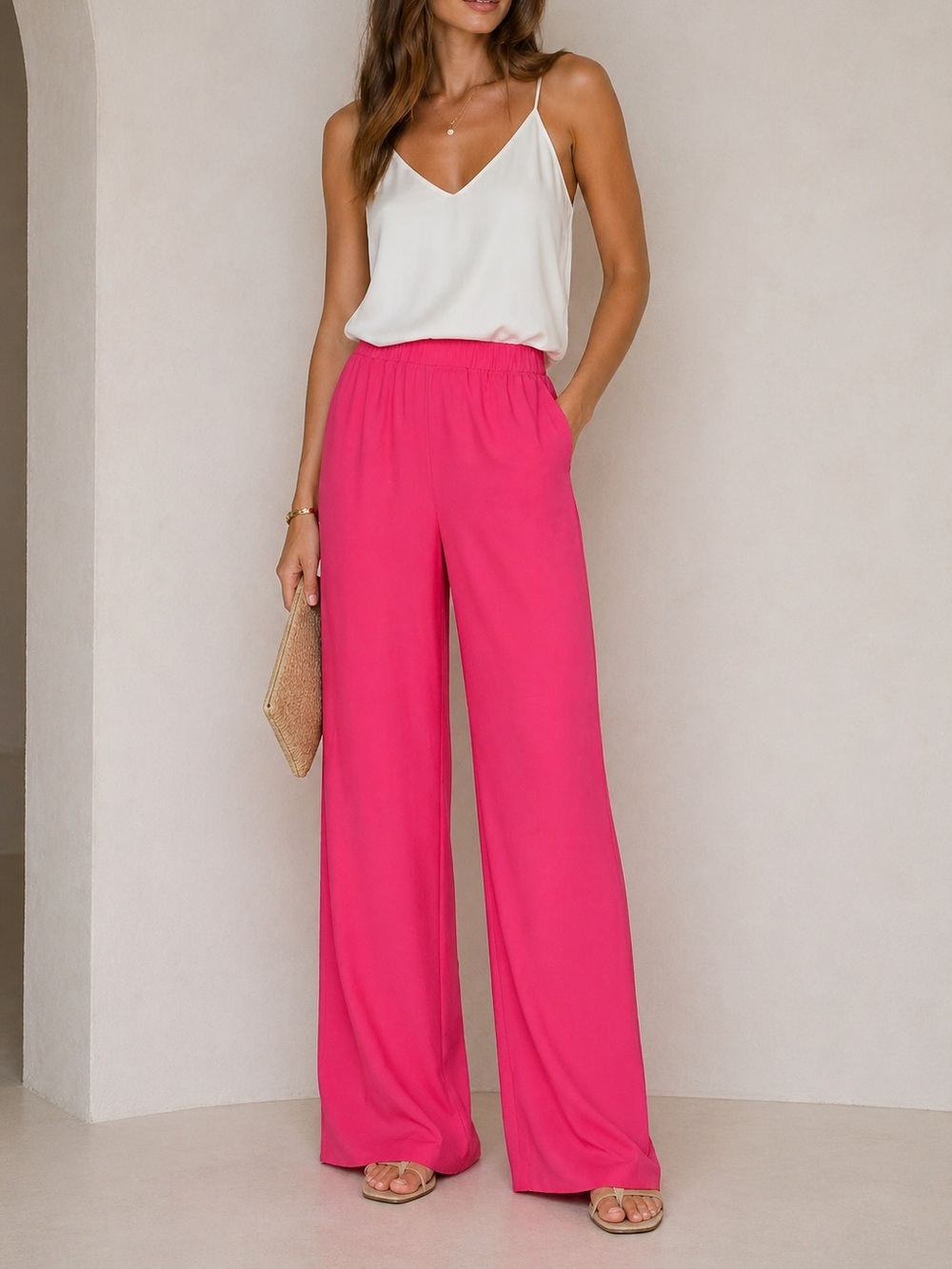 Kangra Silk Bright Pink Pull-on Pants with Tags